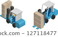 Person riding a forklift - isometric 127118477