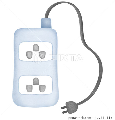 Three prong plug hand drawn transparency illustration 127119113