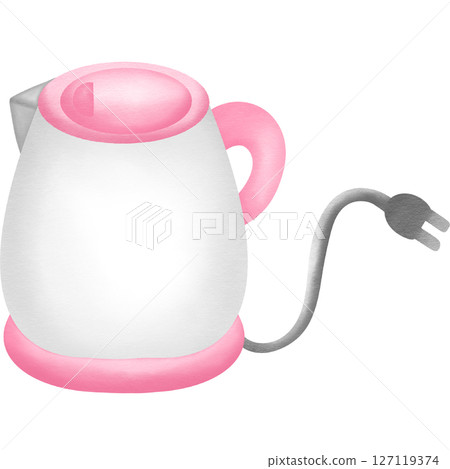 pink kettle hand drawn transparency illustration pink kettle hand drawn transparency illustration 127119374
