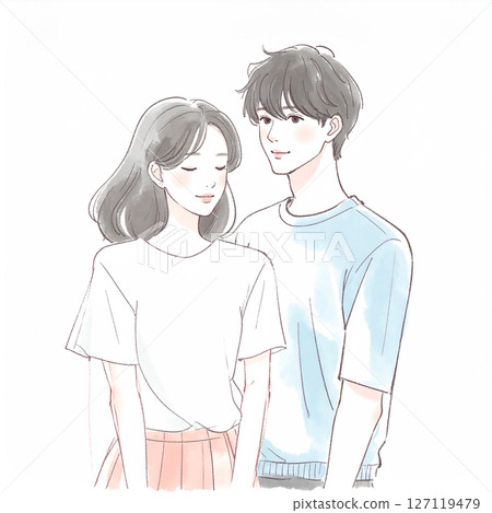 男女、情侶、夫妻、情人、伴侶的插畫素材 127119479