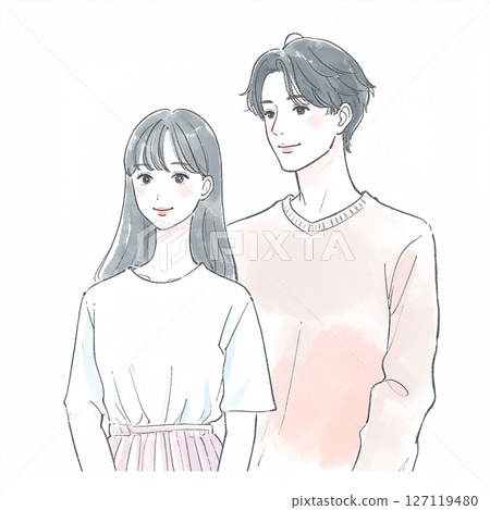 Illustration material for men and women, couples, couples, lovers, partners 127119480