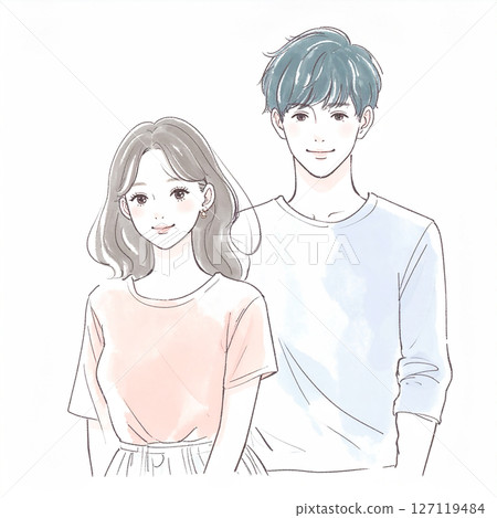 Illustration material for men and women, couples, couples, lovers, partners 127119484