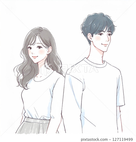 Illustration material for men and women, couples, couples, lovers, partners 127119499