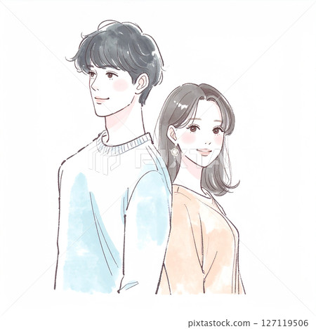 男女、情侶、夫妻、情人、伴侶的插畫素材 127119506