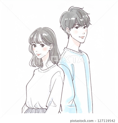 Illustration material for men and women, couples, couples, lovers, partners Illustration material for men and women, couples, couples, lovers, partners 127119542