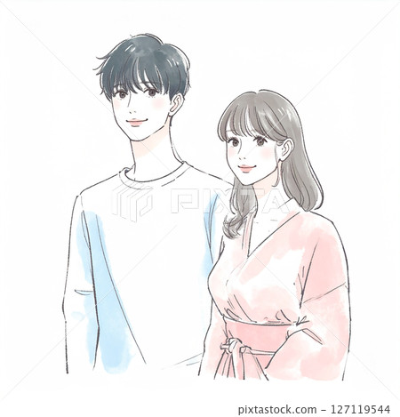男女、情侶、夫妻、情人、伴侶的插畫素材 127119544