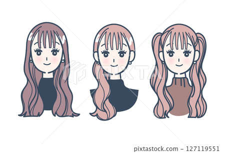 一組時尚女性臉部插圖 一組時尚女性臉部插圖 127119551