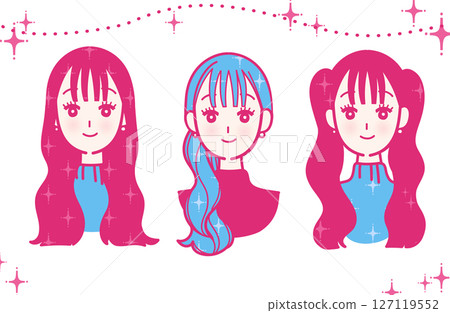 一組時尚女性臉部插圖 一組時尚女性臉部插圖 127119552