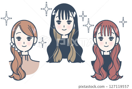 一組時尚女性臉部插圖 一組時尚女性臉部插圖 127119557