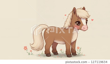 可愛的馬插畫 127119634