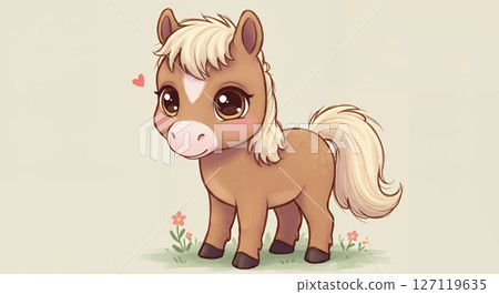 可愛的馬插畫 可愛的馬插畫 127119635
