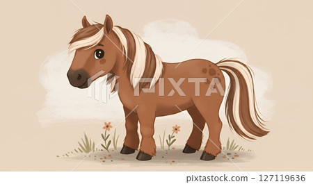 Cute horse illustration 127119636