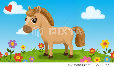 可愛的馬插畫 可愛的馬插畫 127119639