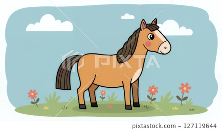 可愛的馬插畫 可愛的馬插畫 127119644