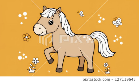 可愛的馬插畫 可愛的馬插畫 127119645