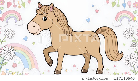 可愛的馬插畫 可愛的馬插畫 127119646