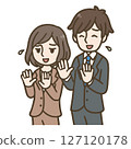 一位女性和一位男性員工臉上露出苦惱表情的插圖 127120178