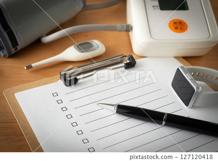 檢查表和健康測量設備 檢查框 健康管理 健康預期壽命 127120418