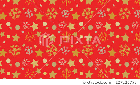 Seamless background illustration with snowflakes and stars on a red background 127120753