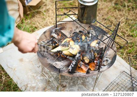 Camping Outdoor Barbecue BBQ Family Parents and children Camping Outdoor Barbecue BBQ Family Parents and children 127120807
