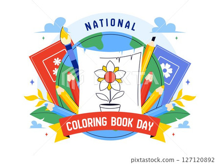 National Coloring Book Day Vector Illustration for August 2nd Featuring Colored Pencils or Crayons Used for Drawing Activities in a Flat Background 127120892