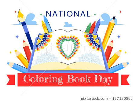 National Coloring Book Day Vector Illustration for August 2nd Featuring Colored Pencils or Crayons Used for Drawing Activities in a Flat Background 127120893