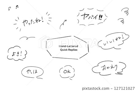 Handwritten text set with speech bubbles_Japanese 127121027