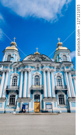Panoramic view of St. Nicholas Naval Cathedral. Nikolo-Bogoyavlenskiy Morskoy Sobor built in 1762 in Saint Petersburg, Russia Panoramic view of St. Nicholas Naval Cathedral. Nikolo-Bogoyavlenskiy Morskoy Sobor built in 1762 in Saint Petersburg, Russia 127121055