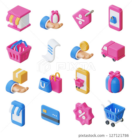 online shopping 3D icon set image online shopping 3D icon set image 127121786