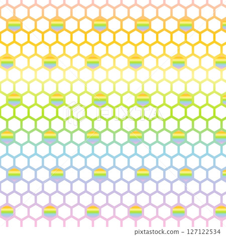 Rainbow colored honeycomb pattern 127122534
