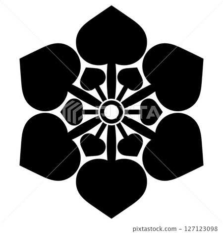 This is the family crest of the Shinjo family. It is called the six-petaled hollyhock. This is the family crest of the Shinjo family. It is called the six-petaled hollyhock. 127123098