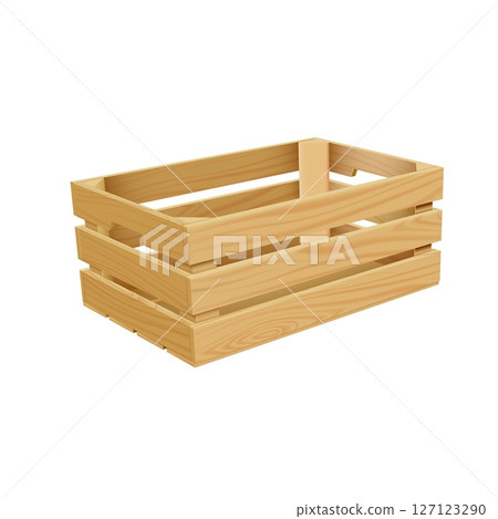 Vector of realistic wooden crate with holes, side view. 127123290