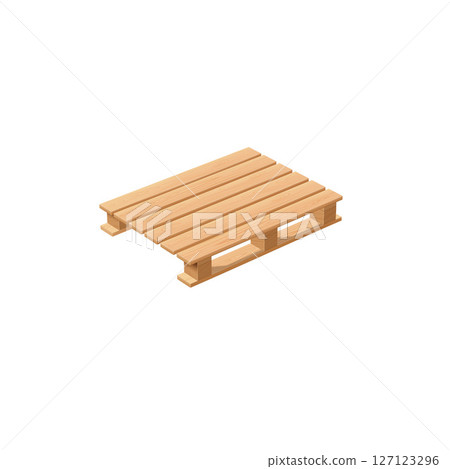 Wooden pallet perspective view, realistic vector storehouse equipment for loading and transporting freight, timber tray 127123296