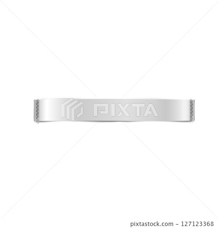 White textile tape label, vector realistic cloth tape fabric tag, cotton silk ribbon badge mockup fashion ribbon sticker 127123368