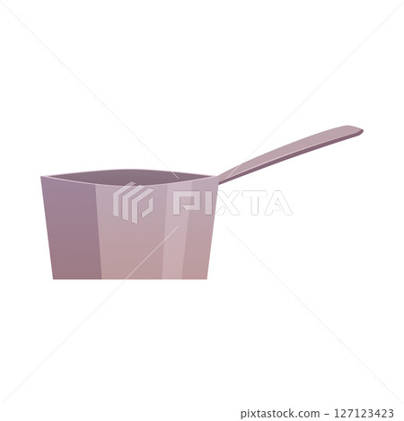 Small saucepan with handle flat vector icon, empty steel stewpan, metal ladle cooking utensil, kitchenware and cookware 127123423