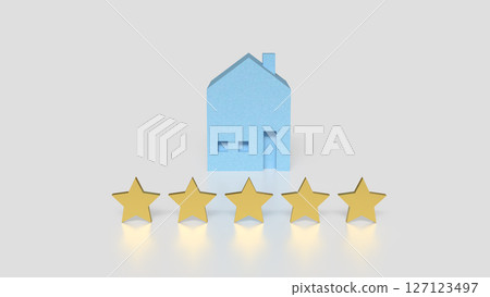 The Blue house and Gold five start for property concept 3d Rendering. 127123497