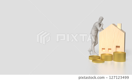 The House and coins for Building or property concept 3d Rendering. 127123499
