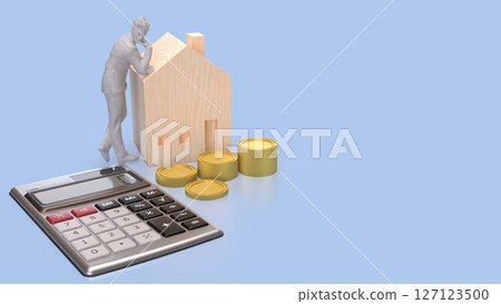 The House and coins for Building or property concept 3d Rendering. The House and coins for Building or property concept 3d Rendering. 127123500
