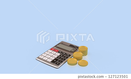 The Coins and calculator for Business concept 3d Rendering. 127123501