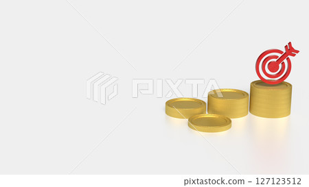 The Gold coins and red target for Business concept 3d Rendering. 127123512