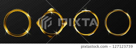 Golden metal ring frame set with shiny sparkles 127123739