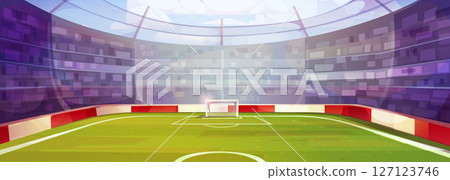 Cartoon soccer stadium interior view Cartoon soccer stadium interior view 127123746