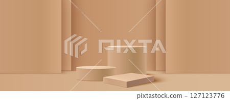 Beige round podium display 127123776