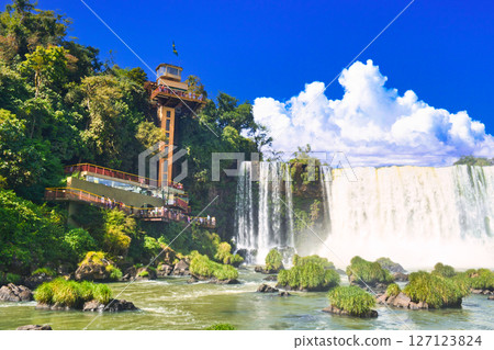 Spectacular views of the World Heritage Site, Iguazu Falls, and cloud composition Spectacular views of the World Heritage Site, Iguazu Falls, and cloud composition 127123824