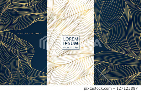 Vector gold label box, leaves floral wine design, vip perfume royal package. Leaf template, beauty, jewelry, gift cards, banners. Vector gold label box, leaves floral wine design, vip perfume royal package. Leaf template, beauty, jewelry, gift cards, banners. 127123887