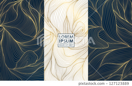 Vector gold label box, leaves floral wine design, vip perfume royal package. Leaf template, beauty, jewelry, gift cards, banners. Vector gold label box, leaves floral wine design, vip perfume royal package. Leaf template, beauty, jewelry, gift cards, banners. 127123889