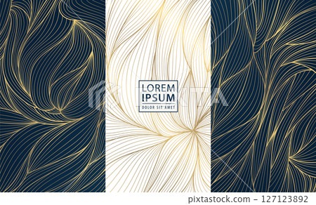 Vector gold label box, leaves floral wine design, vip perfume royal package. Leaf template, beauty, jewelry, gift cards, banners. Vector gold label box, leaves floral wine design, vip perfume royal package. Leaf template, beauty, jewelry, gift cards, banners. 127123892