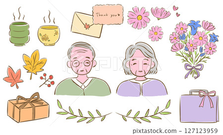 敬老日手繪插畫集(爺爺、奶奶、感恩、花、禮物) 敬老日手繪插畫集(爺爺、奶奶、感恩、花、禮物) 127123959