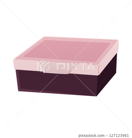 Small box with close lid flat vector icon, container for money, jewelry, things storage, reusable paper, plastic package 127123981