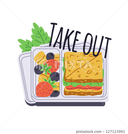 Colorful bento box illustration set Colorful bento box illustration set 127123991